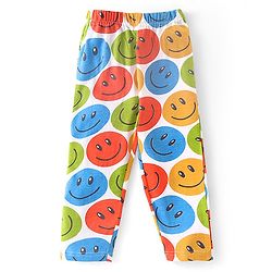 Babyhug Single Jersey Half Sleeves Night Suit Smiley Face Print - Multicolor