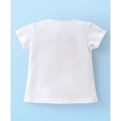 Babyhug Cotton Knit Half Sleeves Capri Night Suit With Text Print - White & Pink