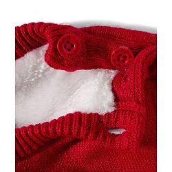 Babyhug Knitted Full Sleeves Sweater Set With Snowman Print - Red