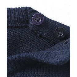 Babyhug Knitted Full Sleeves Sweater Set With Color Block Design - Navy Blue