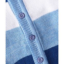 Babyhug Knit Full Sleeves Front Open Sweater Set With Collar Neck & Stripes - Multi Colour