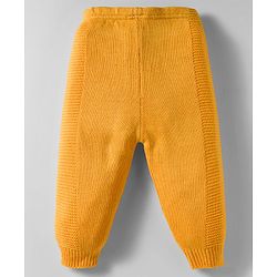 Babyhug Knit Full Raglan Sleeves Hooded Front Open Sweater Set with Cable Knit Design & Ear Applique - Yellow