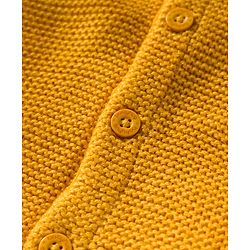 Babyhug Knit Full Raglan Sleeves Hooded Front Open Sweater Set with Cable Knit Design & Ear Applique - Yellow