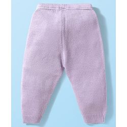 Babyhug Knitted Full Raglan Sleeves Striped Sweater Set - White & Purple