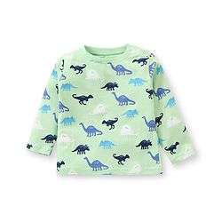 Babyhug Cotton Knit Full Sleeves Dino Printed Night Suit - Green