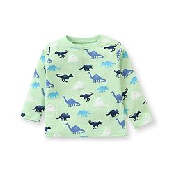 Babyhug Cotton Knit Full Sleeves Dino Printed Night Suit - Green