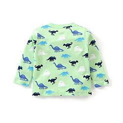 Babyhug Cotton Knit Full Sleeves Dino Printed Night Suit - Green