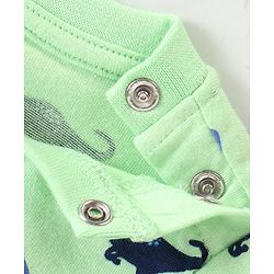Babyhug Cotton Knit Full Sleeves Dino Printed Night Suit - Green