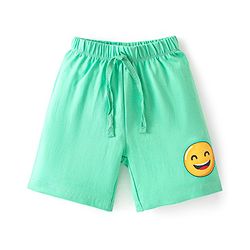 Babyhug Cotton Knit Shorts Emoji & Text Print Pack Of 3 - Blue Green & Red