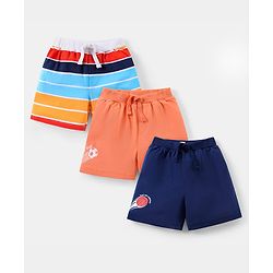 Babyhug Cotton Knit Shorts with Stripes Pattern & Football Print Pack of 3 - Multicolor