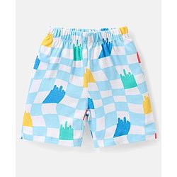 Babyhug Single Jersey Half Sleeves Night Suit Checks Print - Blue