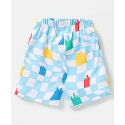 Babyhug Single Jersey Half Sleeves Night Suit Checks Print - Blue