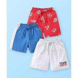 Babyhug Cotton Knit Shorts Text Print Pack of 3 - Multicolour