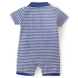 Babyhug 100% Cotton Knit Half Sleeves Romper Giraffe Print - Navy Blue