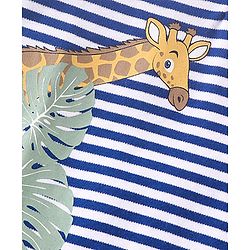 Babyhug 100% Cotton Knit Half Sleeves Romper Giraffe Print - Navy Blue