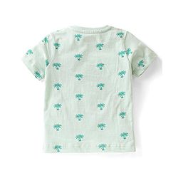 Babyhug Single Jersey Cotton Knit Half Sleeves Tree Printed Night Suit - Sea Green