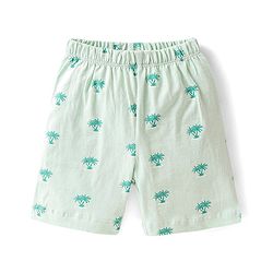 Babyhug Single Jersey Cotton Knit Half Sleeves Tree Printed Night Suit - Sea Green