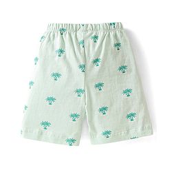 Babyhug Single Jersey Cotton Knit Half Sleeves Tree Printed Night Suit - Sea Green