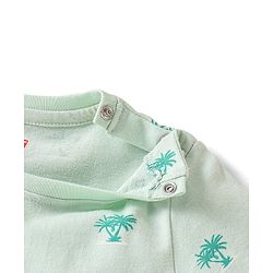 Babyhug Single Jersey Cotton Knit Half Sleeves Tree Printed Night Suit - Sea Green