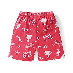 Babyhug Cotton Knit Half Sleeves Night Suit With Video Game Console Print- Red