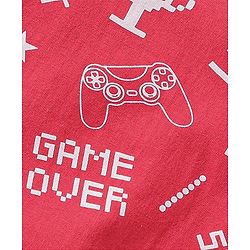 Babyhug Cotton Knit Half Sleeves Night Suit With Video Game Console Print- Red