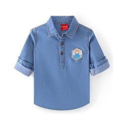 Babyhug Cotton Woven Full Sleeves   Denim Kurta Shirt - Blue