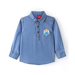 Babyhug Cotton Woven Full Sleeves   Denim Kurta Shirt - Blue