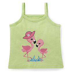 Babyhug 100% Cotton Knit Singlet Sleeves Slips with Floral & Flamingos Print Pack of 3 - Pink White & Green