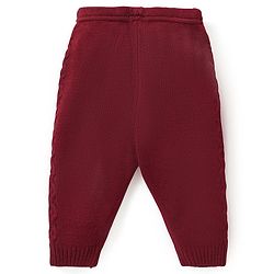 Babyhug Knitted Full Sleeves Sweater Set with Cable Knit Design - Maroon