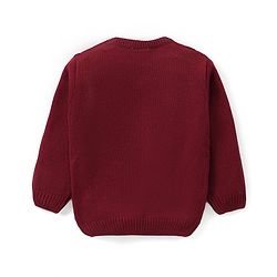 Babyhug Knitted Full Sleeves Sweater Set with Cable Knit Design - Maroon