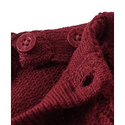 Babyhug Knitted Full Sleeves Sweater Set with Cable Knit Design - Maroon