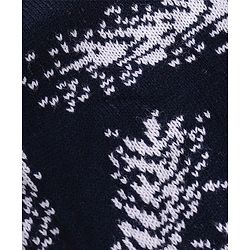 Babyhug Knitted Full Sleeves Sweater Set With Leaf Design - Navy Blue