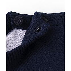 Babyhug Knitted Full Sleeves Sweater Set With Leaf Design - Navy Blue