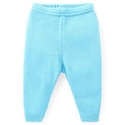 Babyhug Knitted Full Sleeves Sweater Set With Stripes - Blue