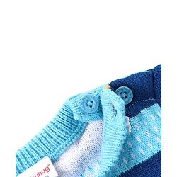 Babyhug Knitted Full Sleeves Sweater Set With Stripes - Blue