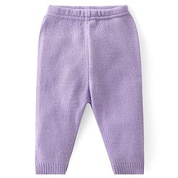 Babyhug Knit Full Sleeves Front Open Sweater Set with Hearts Design - Purple