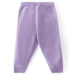 Babyhug Knit Full Sleeves Front Open Sweater Set with Hearts Design - Purple
