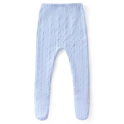 Babyhug Knit Footed Legging With Cable Knit Design - Blue