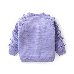 Babyhug Knitted Full Sleeves Front Open Sweater with Pom Pom & Cable  Knit Detailing - Lavender