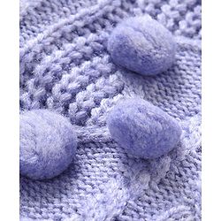 Babyhug Knitted Full Sleeves Front Open Sweater with Pom Pom & Cable  Knit Detailing - Lavender