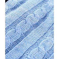 Babyhug Full Sleeves Front Open Hooded Cable Knit Sweater - Blue