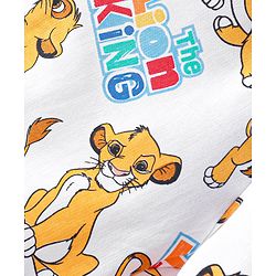 Babyhug Disney 100% Cotton Knit Shorts With Lion King Print - White