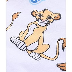 Babyhug Disney 100% Cotton Knit Half Sleeves Onesies With Lion King Print - White