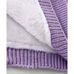 Babyhug Knitted Full Sleeves Front Open Hooded Sweater with Frill Detailing - Lavender