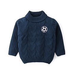 Babyhug Knitted Full Sleeves Pullover with Cable Knit Design- Navy Blue