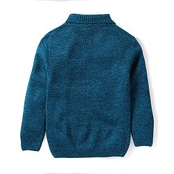Babyhug Knit Full Sleeves Turtle Neck Sweater With Cable Knit Design - Navy Blue