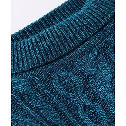 Babyhug Knit Full Sleeves Turtle Neck Sweater With Cable Knit Design - Navy Blue