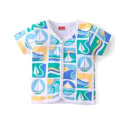 Babyhug 100% Cotton Interlock Knit Half Sleeves Vests Boat Print Pack of 3 - Multicolour