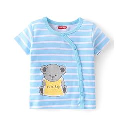 Babyhug 100% Cotton Half Sleeves Front Open Vest Teddy Bear Print Pack of 5 - Multicolour