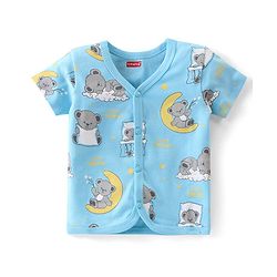 Babyhug 100% Cotton Half Sleeves Front Open Vest Teddy Bear Print Pack of 5 - Multicolour